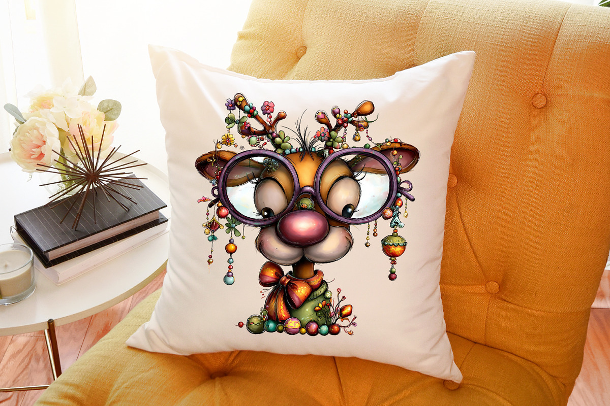 Christmas Quirky Reindeer Clipart, an Illustration by Sublimation Artist (Photo 6 of 6)