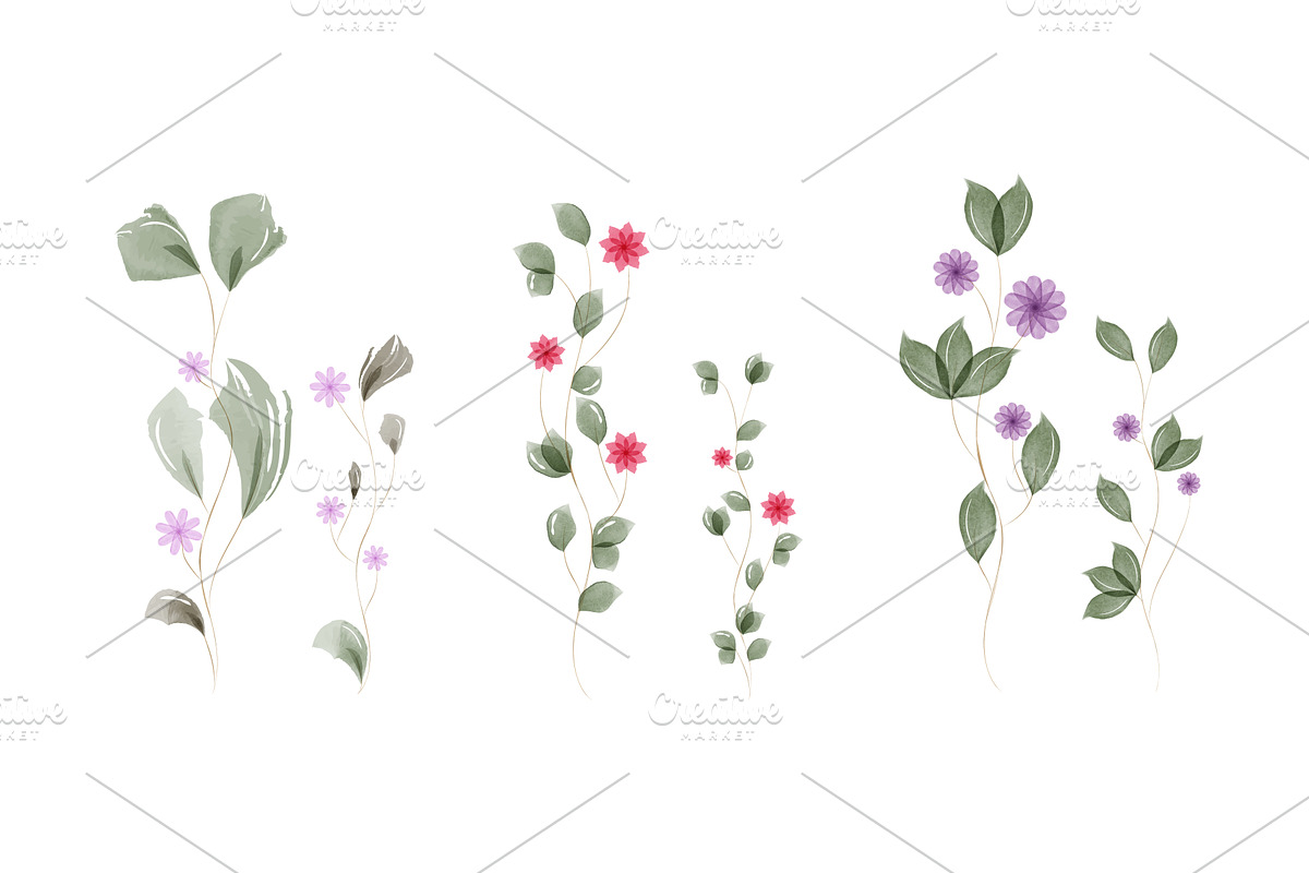Delicate watercolor leaves and, an Object Illustration by okskukuruza