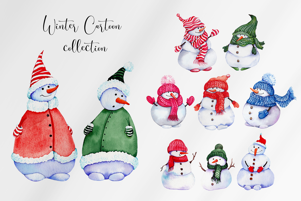Christmas snowmen & gnomes, an Illustration by Jeanna Draw (Photo 1 of 17)