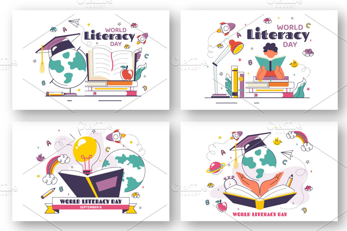 10 World Literacy Day Illustration, an Education Illustration by denayunebgt (Photo 3 of 4)