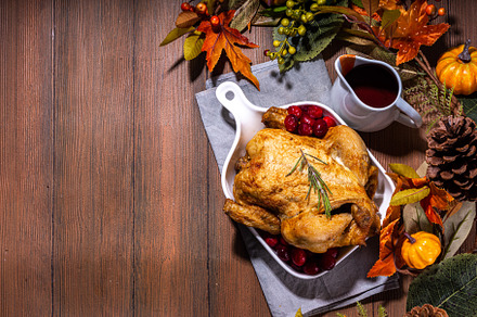 Thanksgiving dinner turkey or chicken, a Food & Drink Photo by Rimma