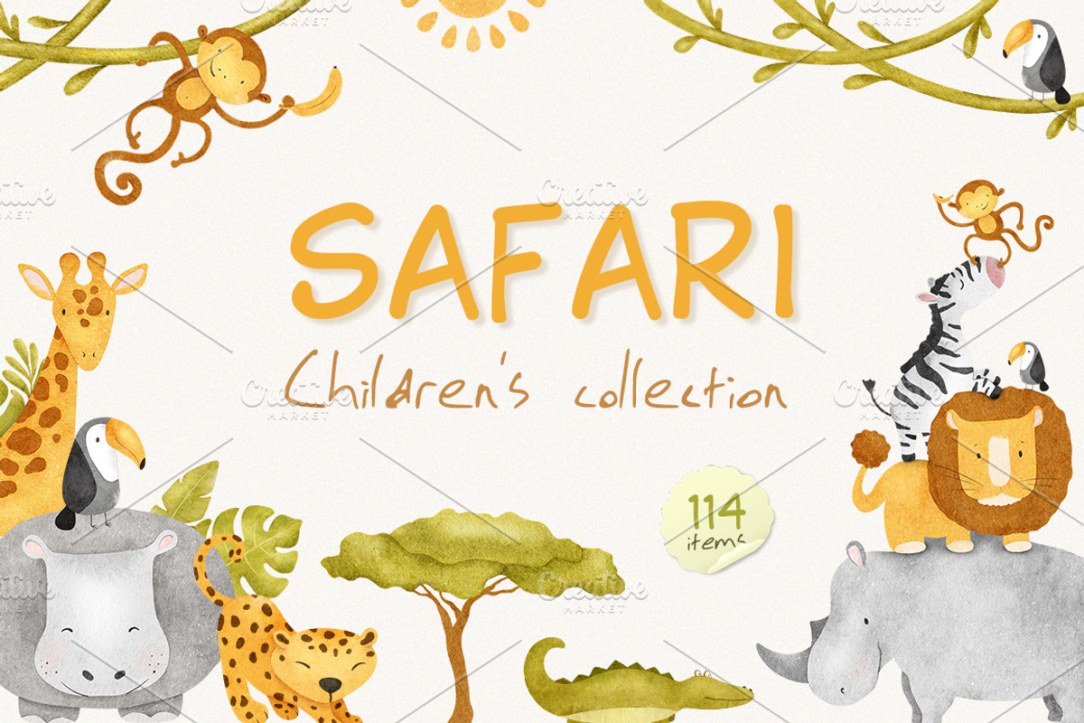 Safari kid's watercolor illustration, an Animal Illustration by Fedulova Art (Photo 1 of 16)