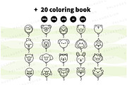 Cute Kawaii Balloons Animals Outline, an Animal Illustration by Palau (Thumbnail 11 of 12)