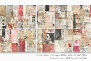 Sepia Rose Collage Paintings