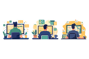 Man work computer. Web designer, a Technology Illustration by Stock-Smart-Start