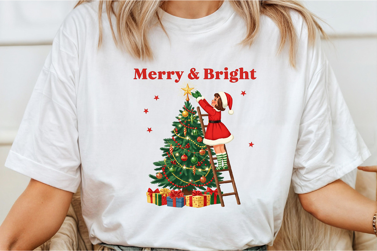 Vintage Christmas PNG, Merry & Brigh, an Illustration by Libby Wishes (Photo 6 of 6)