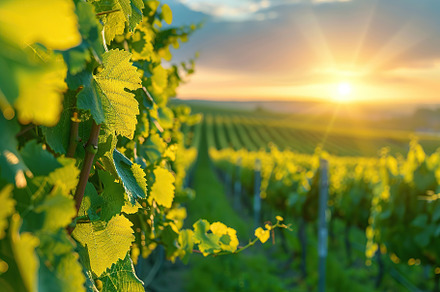 Vineyard trees growing in a rows, a Nature Photo by AlyaAnd