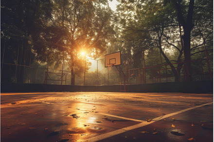 Illuminated Basketball court outdoor, a Sports & Recreation Photo by Ylivdesign