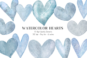 Blue Watercolor Hearts Clipart, a Graphic by Murphy & Frank (Thumbnail 1 of 7)