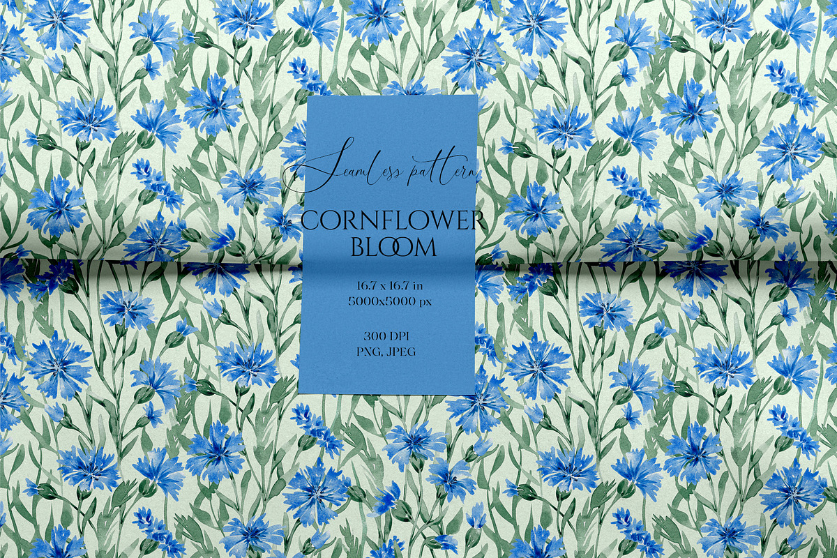 Cornflower blooms pattern, a Pattern Graphic by SirenaArt (Photo 1 of 14)