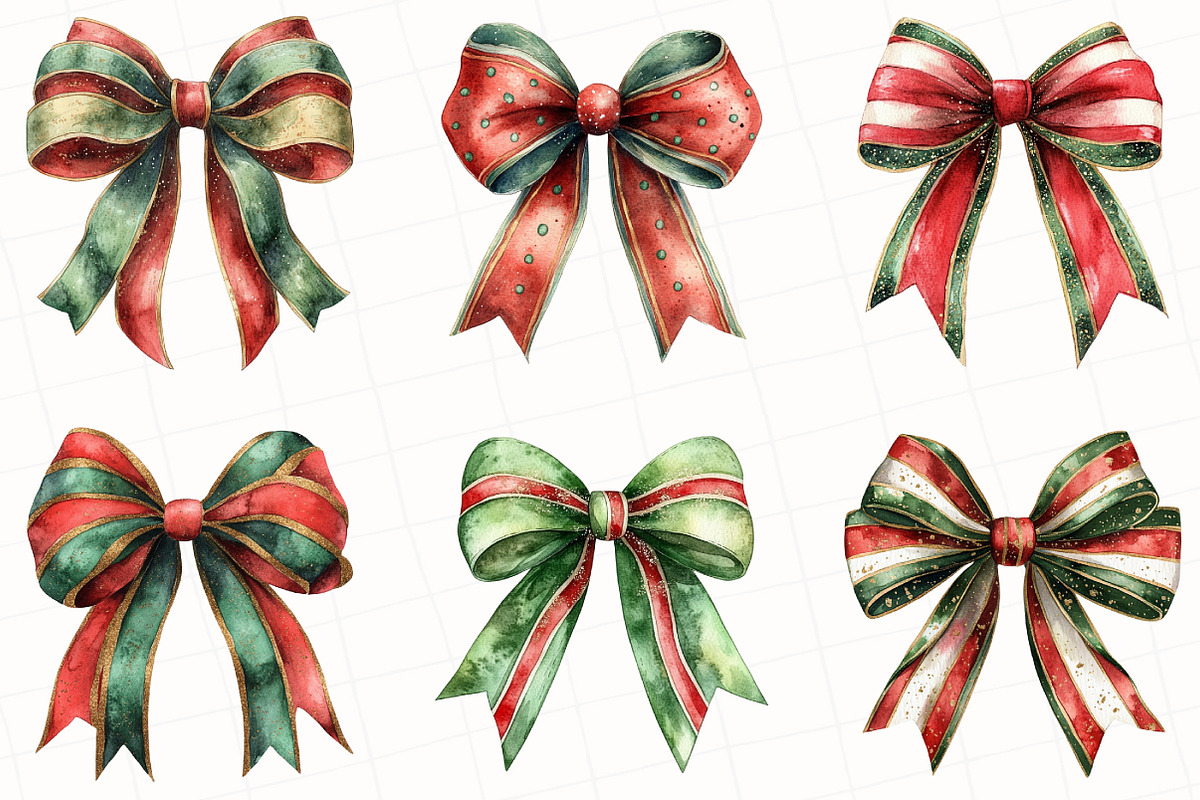Coquette Christmas Bow Clipart, an Illustration by OK Design (Photo 3 of 4)