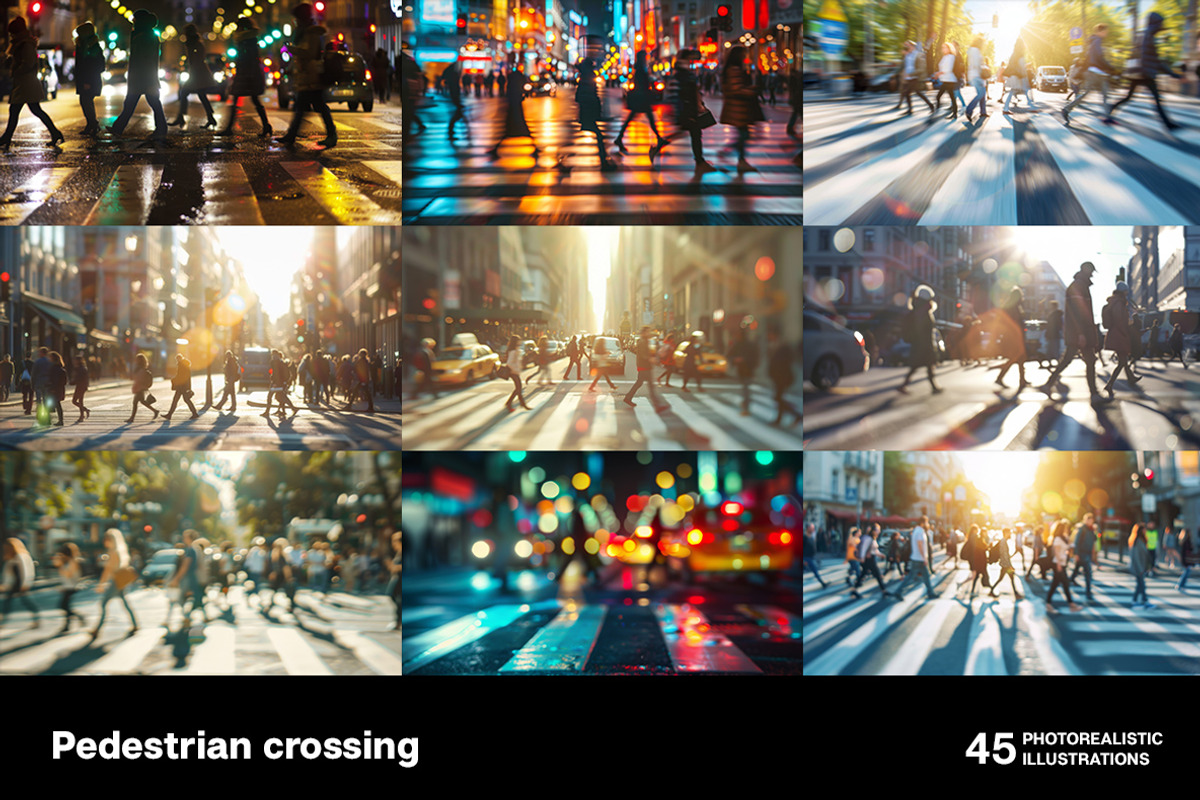 Pedestrian crossing. 45 images, a Person Illustration by Handmadefont (Photo 8 of 11)