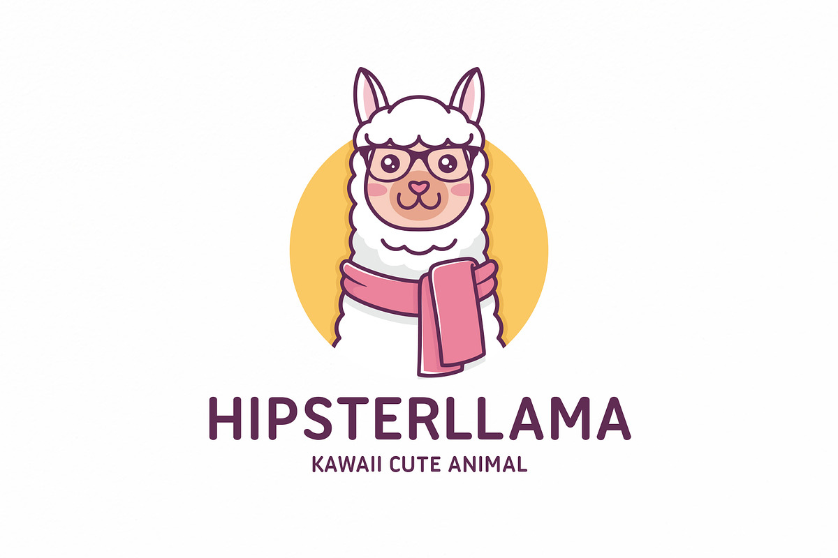 Hipster Alpaca Logo Template, a Branding & Logo Template by vectorwithin (Photo 1 of 3)