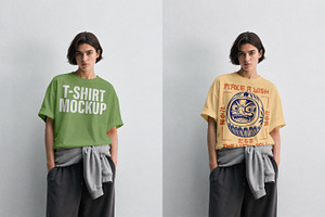 T-Shirt Mockup PSD - Female Model