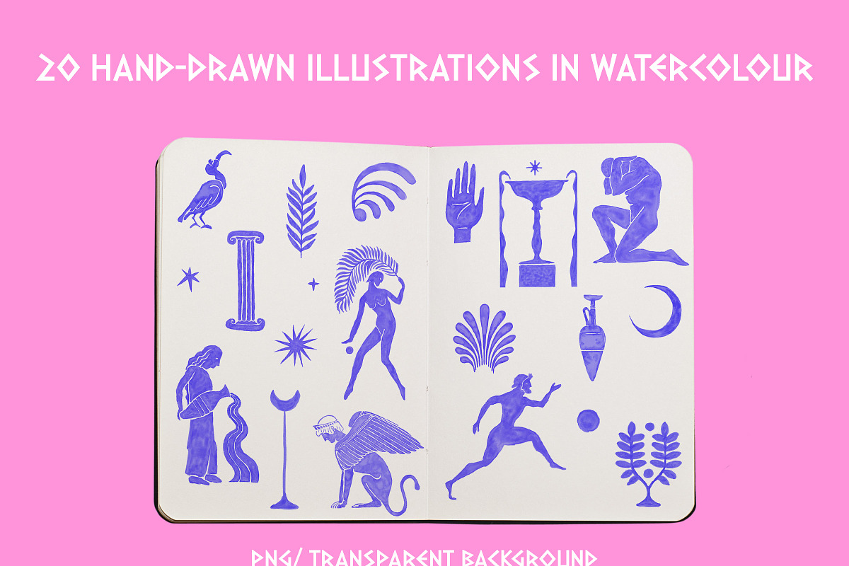 Ancient Greek Illustrations Set, a Pattern Graphic by La Caleya patterns (Photo 2 of 6)