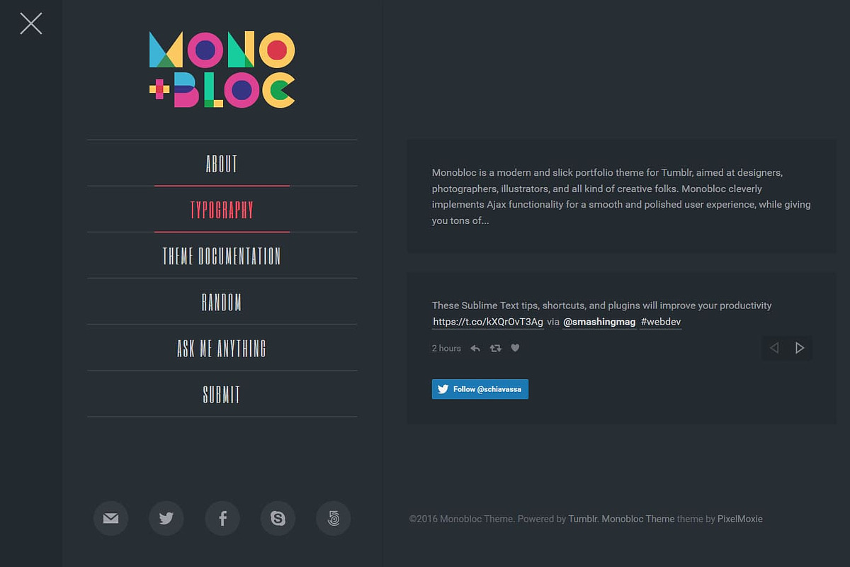 Monobloc Tumblr Theme, a Websites & App Template by PixelMoxie (Photo 9 of 10)