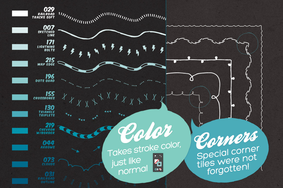 220 Sketched Illustrator Brushes preview 4