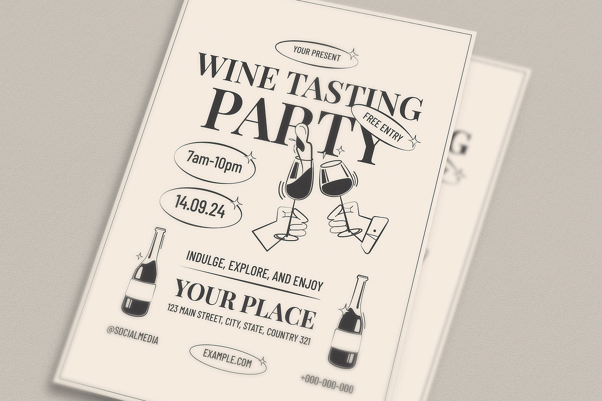 Retro Wine Tasting Event Flyer, a Flyer Template by Guuver (Photo 3 of 3)