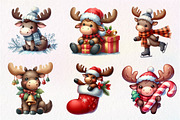 Kawaii Christmas Moose Clipart, an Illustration by Dream Creation (Thumbnail 3 of 7)
