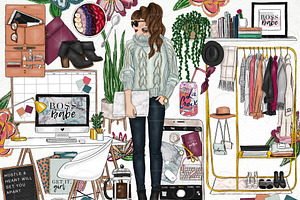 Girl Boss Fashion Clip Art