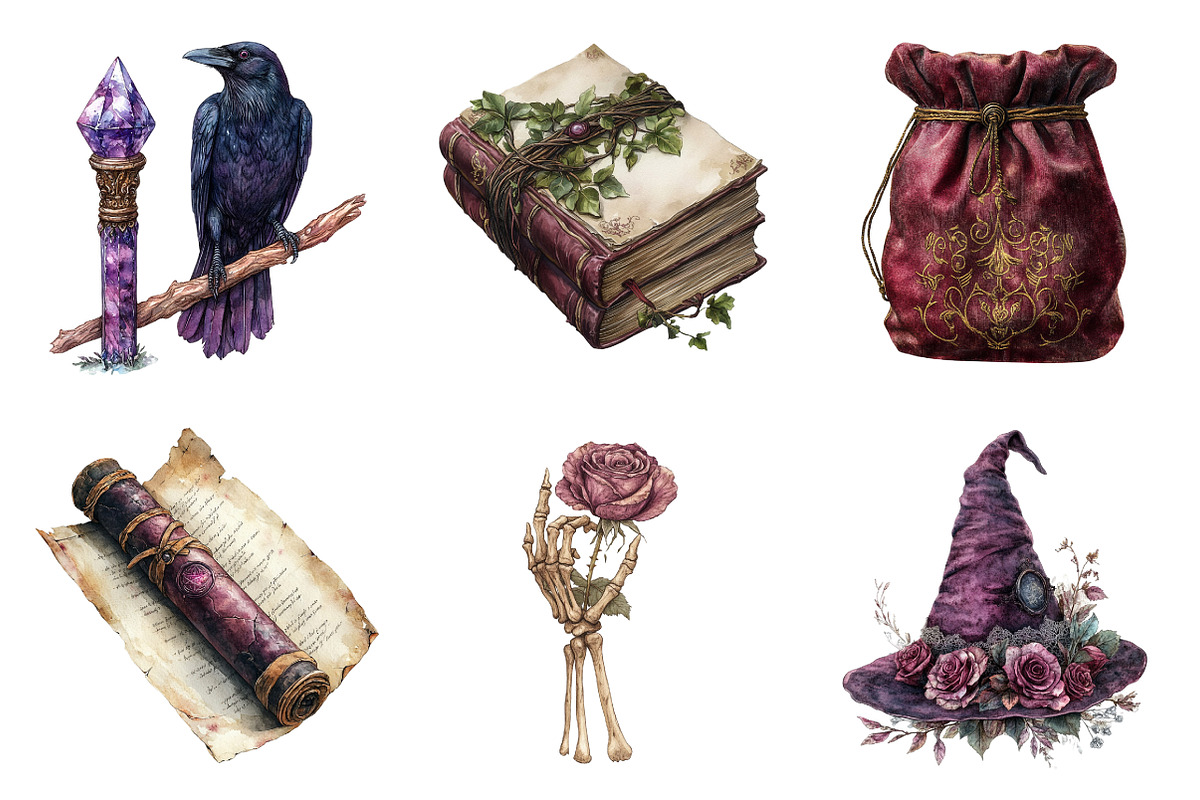 Elegant Spooky Watercolor Set PNG, an Illustration by SinaCreation (Photo 4 of 7)