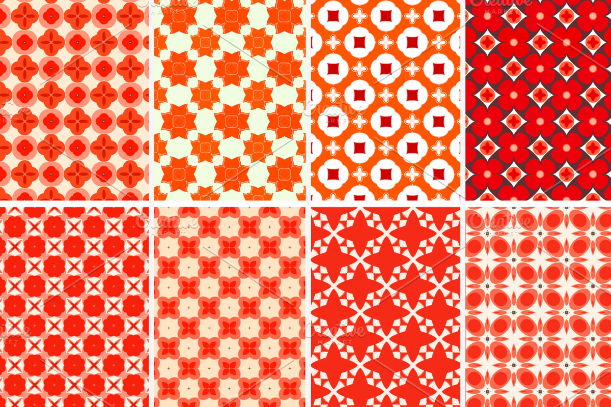 8 wonderful beautiful red patterns, a Pattern Graphic by LucyYa