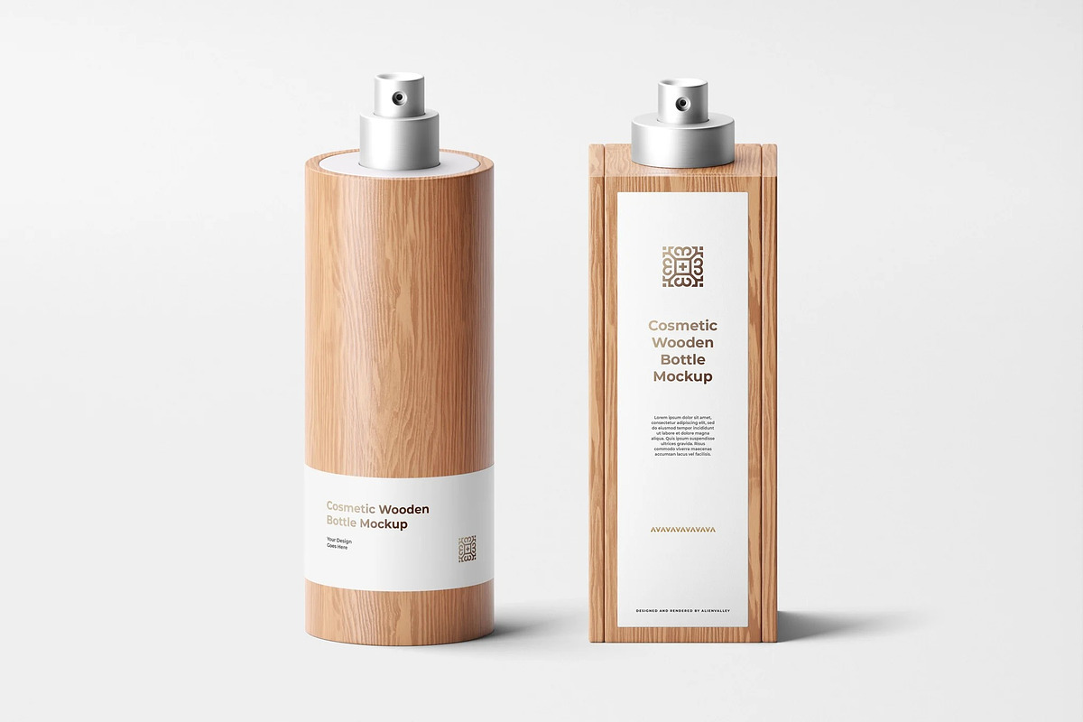 Cosmetic Wood Bottles Mockup, a Product Mockup by zpackcreative (Photo 1 of 4)
