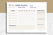 Weekly Habit Tracker Printable, a Stationery Template by AntDesignStudio (Thumbnail 1 of 6)