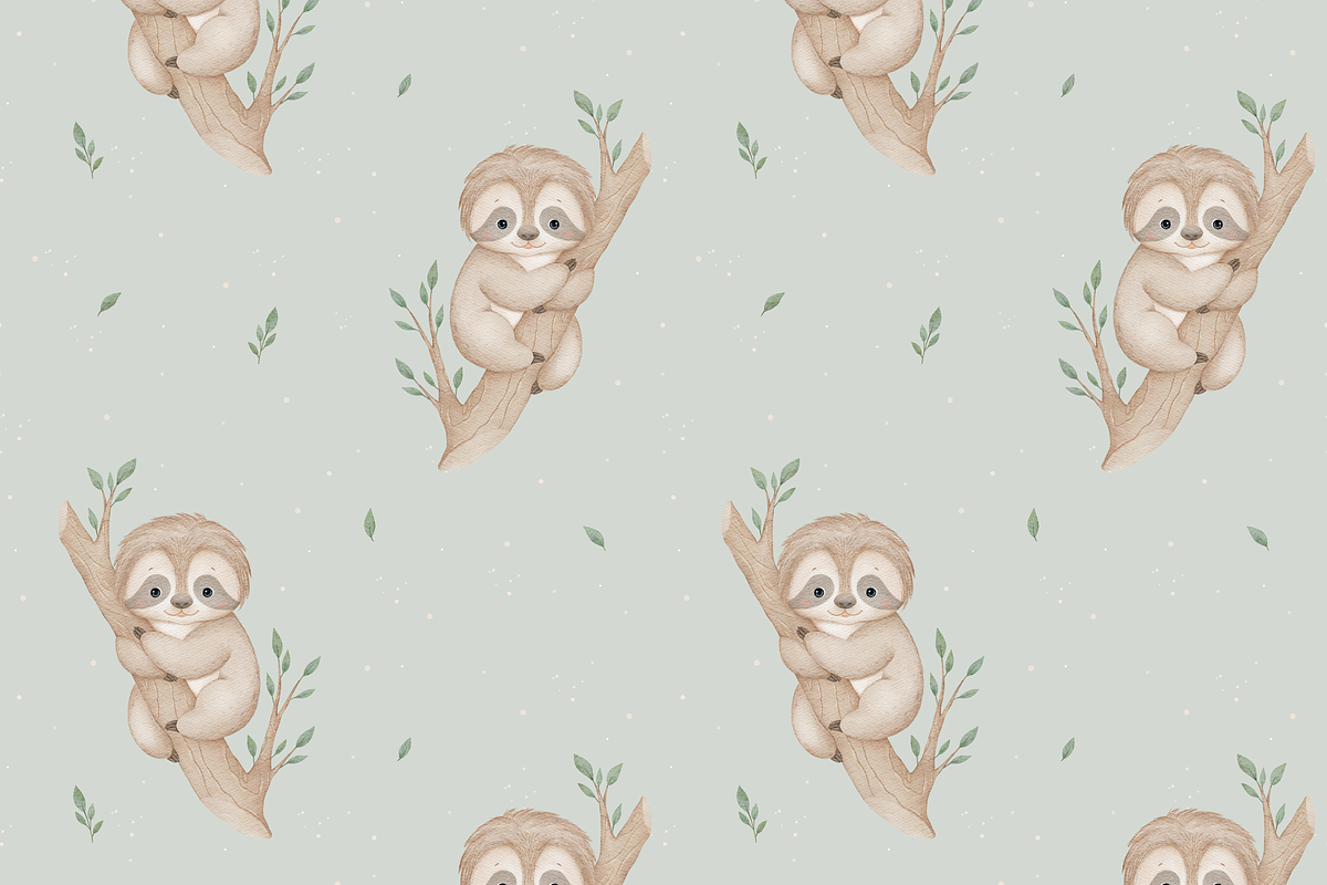 Baby Sloth – Patterns & Clipart, a Pattern Graphic by tetiartline (Photo 3 of 7)