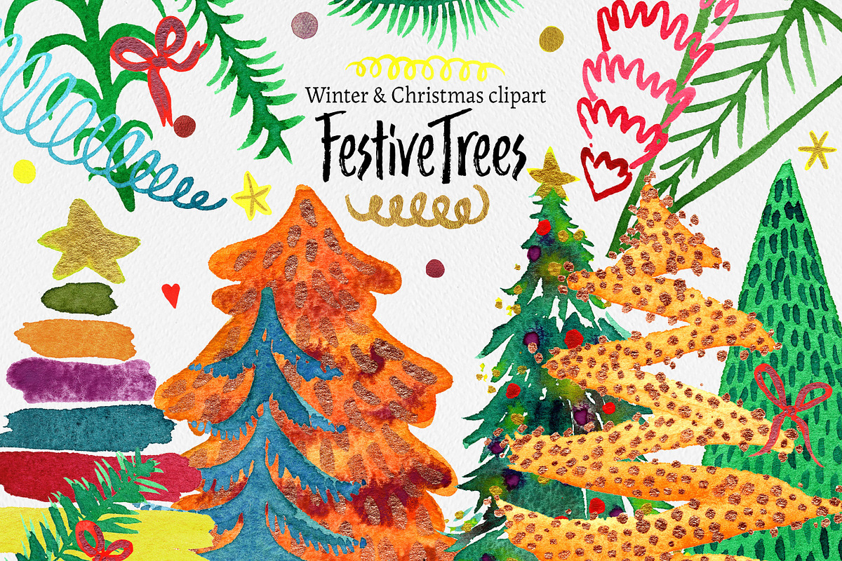Festive Christmas Trees clipart, an Illustration by SandraGraphicDesign (Photo 5 of 5)