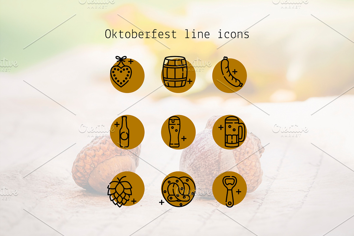 Oktoberfest Line Icons, an Outline Icon by Lyolya Profitrolya (Photo 1 of 2)