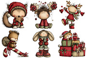 Whimsical Christmas Animal Clipart, an Illustration by Pixels.Craft (Thumbnail 5 of 6)
