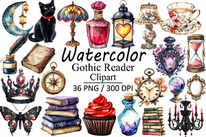 Gothic Reader Clipart, an Illustration by Design Market