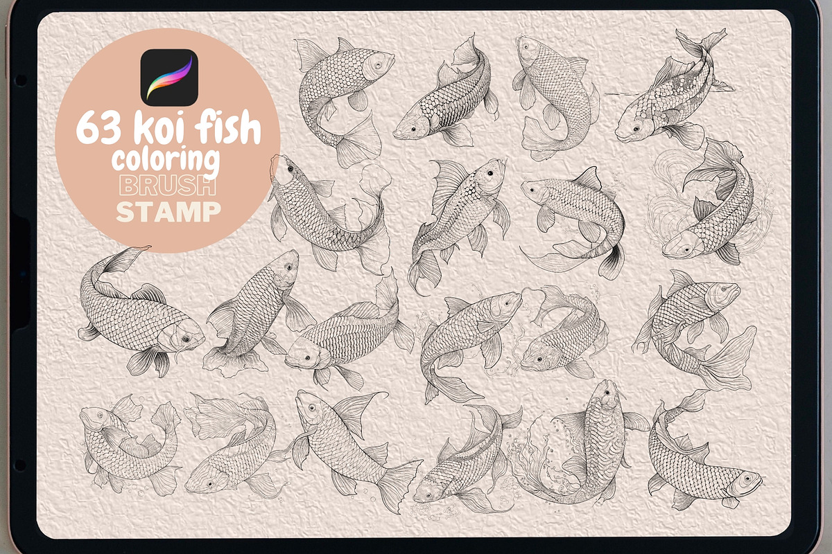 63 koifish Coloring   brush stamp, a Brush Add-On by TaKong Magics (Photo 1 of 4)