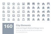 160 City Material Design Icons, a Solid Icon by Creative Stall (Thumbnail 1 of 4)