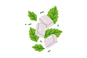 Mint Bubble Gum Pads with Spearmint, a Food Illustration by TopVectors