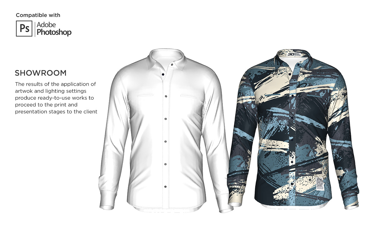 3D Men's  Dress Shirt LS Mockup, a Shirt Mockup by Mildstudio (Photo 8 of 14)