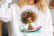 Quirky surfer girl clipart, an Illustration by SinaCreation (Thumbnail 7 of 11)