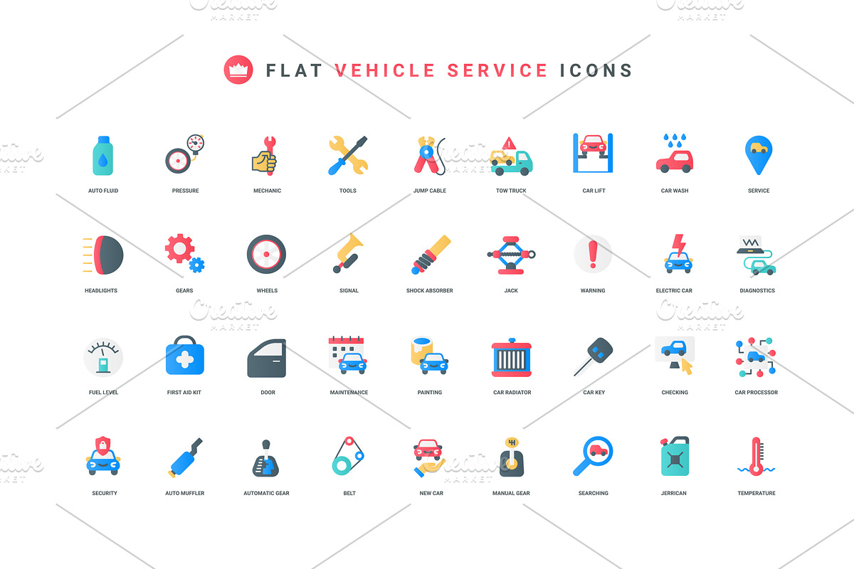 Garage tools for car icons, an Object Illustration by Lemberg Vector