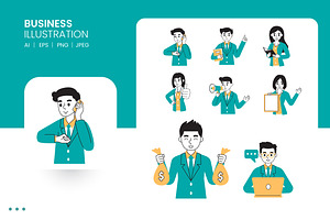 Set Business People Illustration, a Finance Illustration by shin_std