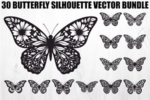 Butterfly Silhouette SVG Bundle, an Illustration by Gaye Art
