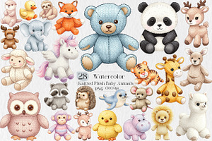 Vintage Knitted Plush Baby Animals, an Illustration by Creative Art