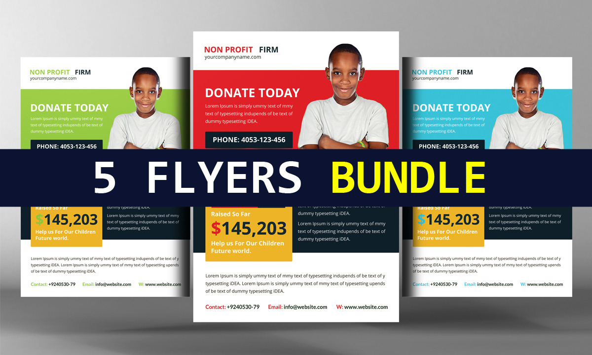 5 Charity Donation Flyers Bundle, a Flyer Template by graphicforest