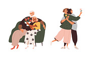 People give flowers and gifts set, a Person Illustration by Good Studio (Thumbnail 4 of 12)