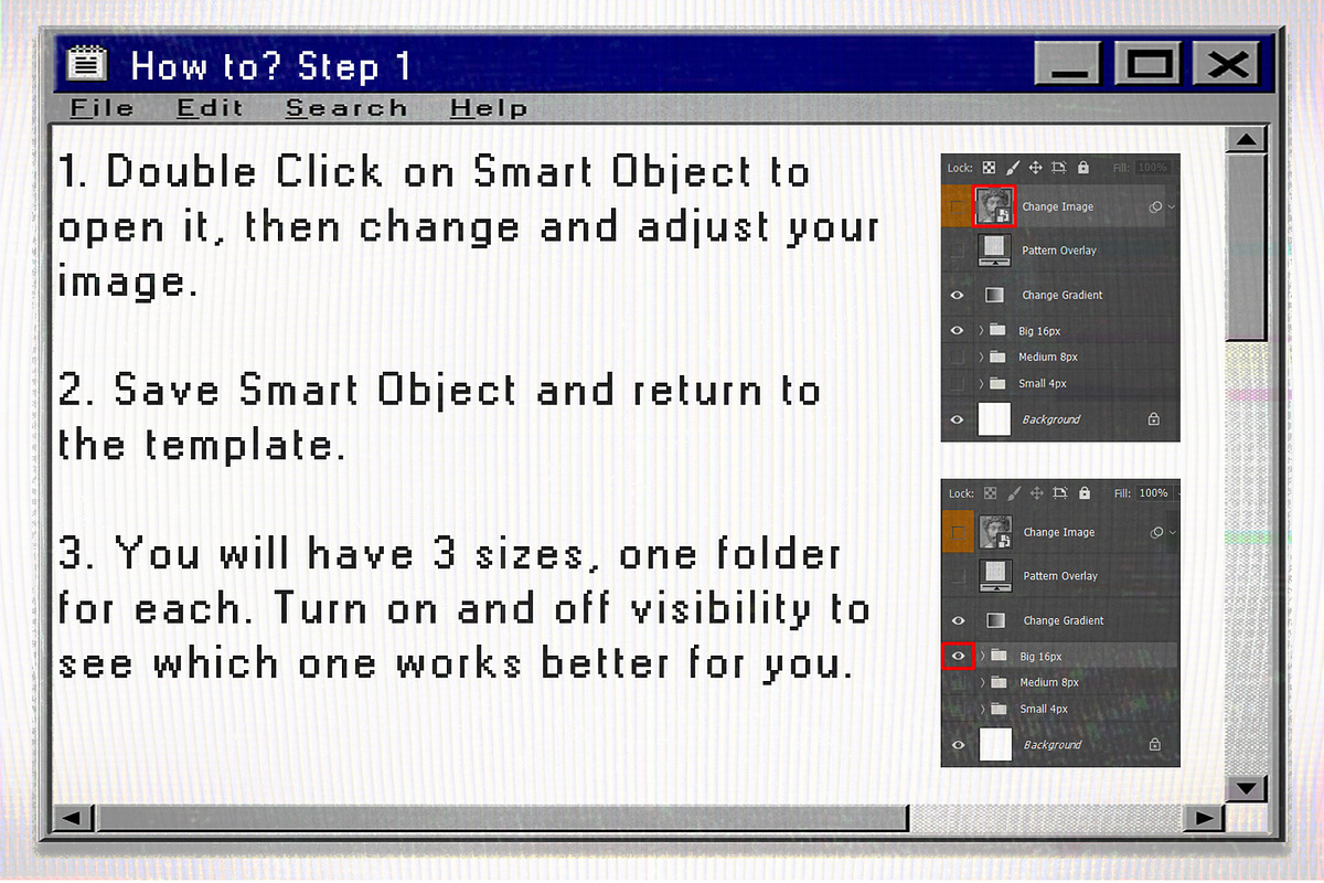 Bit Master - Bitmap PSD Template, a Layer Style Add-On by bbymedia.store