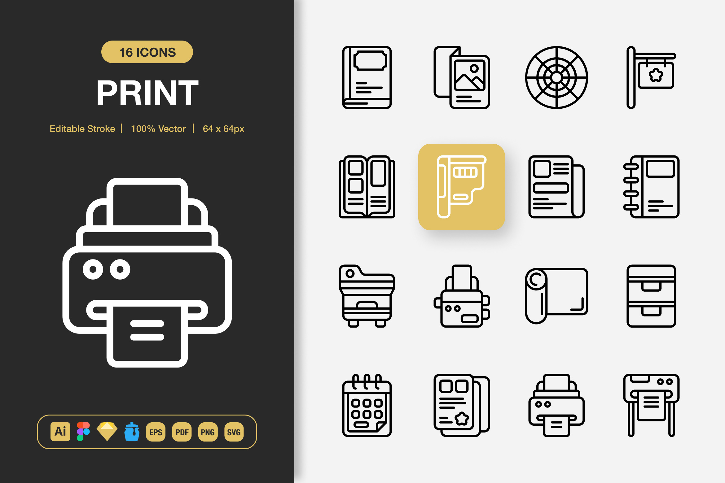 Print Icons, an Outline Icon by Spacepixel Creative