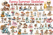 Funny Summer Skeleton Clipart, an Illustration by Sublimation Artist (Thumbnail 1 of 6)