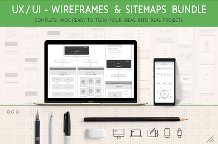 Wireframes and Sitemaps Bundle, a Wireframe Template by Sargatal