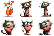 Whimsical Quirky Valentine Cat PNG, an Illustration by CraftArtStudio (Thumbnail 4 of 6)