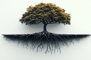 Floating tree with exposed sprawling roots isolated on light bac, a Nature Photo by José Manuel Gelpi